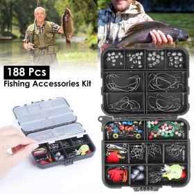 188 PC Fishing Accessory Kit - Includes Hooks, Sinker Weights, Lures, Swivels & More