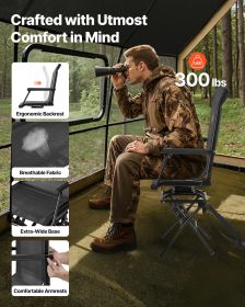 Hunting Chair 360° Swivel Silent Foldable Blind Chair with Armrests Steel Frame