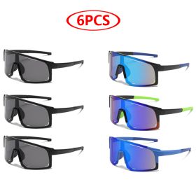 Sports Wrap Around Sunglasses For Women Men Large One Piece Sun Shades For Cycling Fishing Skiing Fashion Sun Glasses UV400 (Lenses Color: 6pcs blue)