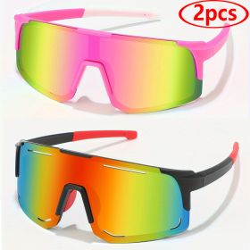 Sports Wrap Around Sunglasses For Women Men Large One Piece Sun Shades For Cycling Fishing Skiing Fashion Sun Glasses UV400 (Lenses Color: 2pcs z07)