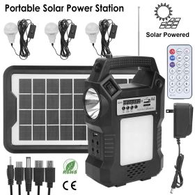 Portable Solar Power Station with Rechargeable Backup Power Bank (Color: Black)