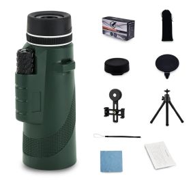 Monocular 40×60 Hd Shimmering Multifunction Monocular with Phone Tripod & Night Vision Telescope (Color: Green)