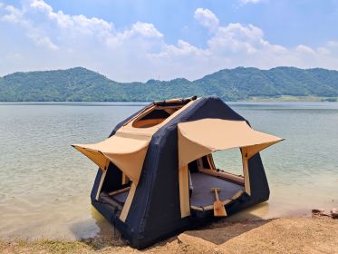 Foldable 2-3 People Amphibious Inflatable Car Roof Top Tent for camping Outdoor Glamping Camping Tent for SUV,Truck( Without Ladder, Two-tone Style (Color: as Pic)
